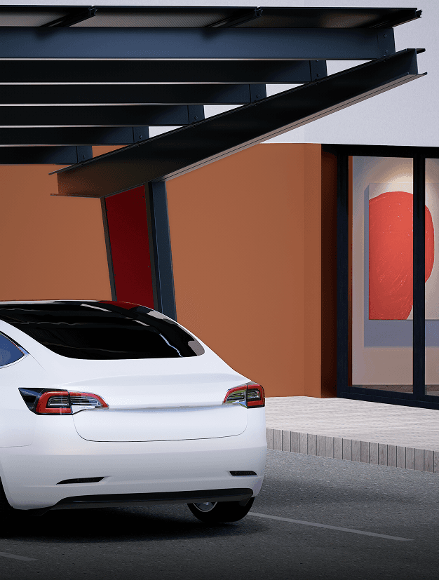 Die Struktur besteht aus verzinktem Stahl, im elektromagnetischen Feld lackiert, zum Schutz vor Korrosion und Verschleiß